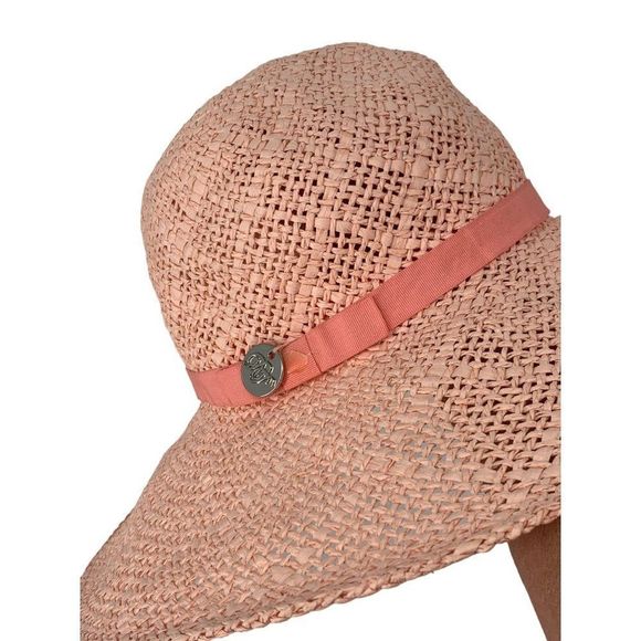 Dorothy Perkins Pink Straw Sun Hat Charm Ribbon 3715 Floppy Packable Resort - Picture 2 of 11
